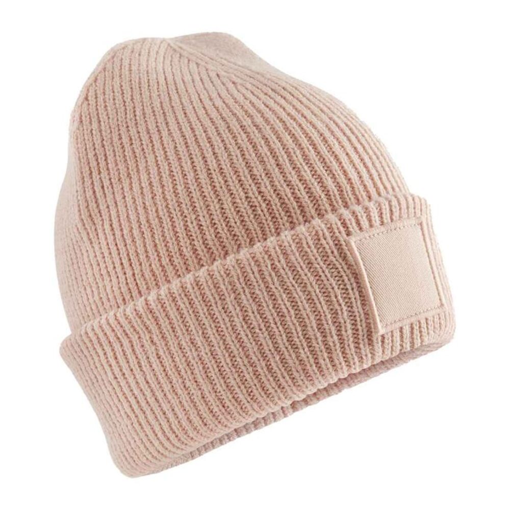 Beechfield Childrens/Kids Cuffed Tonal Patch Beanie / Peach